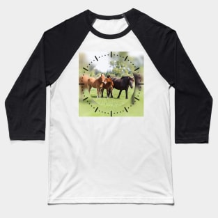 Three horses on pasture looking at camera Baseball T-Shirt